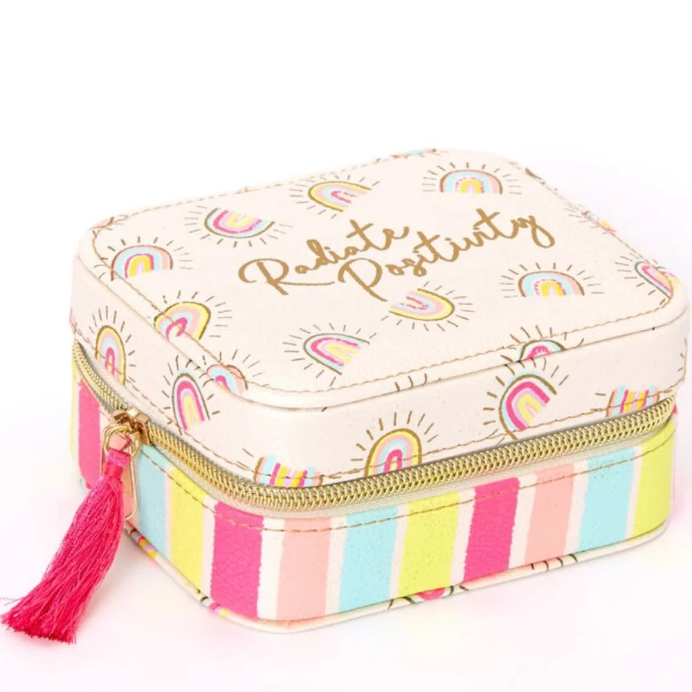 Radiate Positivity Jewelry Travel Case, Rainbows, Girls Jewelry, Hard Ca…